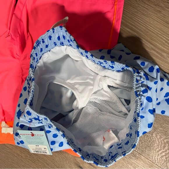 Cat & Jack Swim Trunks Toddler Boy Shorts Blue Pink Set 5T - Picture 4 of 6